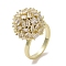 Brass Micro Pave Cubic Zirconia Cuff Ring, Cadmium Free & Lead Free, Round, Real 16K Gold Plated, Inner Diameter: 16mm