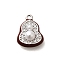 Brass Micro Pave Cubic Zirconia Charms, Cadmium Free & Nickel Free & Lead Free, Gourd, with ABS Plastic Imitation Pearl, Platinum, 11.5x9x4mm, Hole: 0.9mm