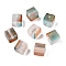 Frosted Glass Beads with Golden Glitter Powder, Two Tone, Cube, Medium Turquoise, 8x8x8mm, Hole: 1.5mm, about: 834pcs/1000g