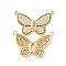 Brass Micro Pave Cubic Zirconia 2-Loop Pendants, Cadmium Free & Lead Free, Butterfly Charms, Golden, Green, 18x18x3mm, Hole: 1.2mm
