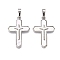 Brass & Shell Pendants, Cross Charms, Platinum, 24.5x16x2mm, Hole: 6x3.5mm