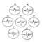 Non-Tarnish 201 Stainless Steel Pendants, Laser Cut, Ring with Heartbeat, Stainless Steel Color, 17x15x1mm, Hole: 1.4mm