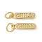 Brass Pendants, Oval with Word Chill Charms, with Jump Ring, Long-Lasting Plated, Lead Free & Cadmium Free, Real 18K Gold Plated, 14x4x1.5mm, Hole: 3.5mm
