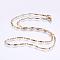 304 Stainless Steel Chain Necklaces, with Enamel and Lobster Claw Clasps, Ion Plating (IP), Rectangle, Golden, 17.7 inch(45cm)