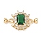 Brass Glass Fold Over Clasps, Cadmium Free & Nickel Free & Lead Free, Rectangle, Real 18K Gold Plated, 44mm