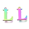 Ion Plating(IP) 304 Stainless Steel Charms, Laser Cut, Alphabet, Rainbow Color, Letter.L, 12x8.5x0.8mm, Hole: 1mm