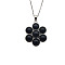 Natural Dyed & Heated Black Agate Flower Pendant Necklaces, 21.65 inch(55cm)