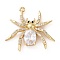 Eco-friendly Brass Micro Pave Cubic Zirconia Pendants, Cadmium Free & Lead Free, Long-Lasting Plated, Spider, Golden, 24x26x4mm, Hole: 1.2mm