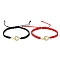 2Pcs 2 Color Infinity & Heart Brass Micro Pave Clear Cubic Zirconia Link Bracelets Set, Nylon Thread Braided Couple Bracelets for Valentine's Day, Mixed Color, Inner Diameter: 2-3/8~3-3/8 inch(5.9cm), 1Pc/color
