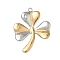 304 Stainless Steel Pendants, Ion Plating(IP), Golden & Stainless Steel Color, Clover, 25x19x3mm, Hole: 1.4mm