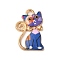 Alloy Enamel Pendants, Cadmium Free & Lead Free, Light Gold, Cat Charm, Midnight Blue, 21x14x1.5mm, Hole: 2mm