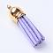 Faux Suede Tassel Pendant Decorations, with CCB Plastic Cord Ends, Lilac, 35~37x10mm, Hole: 2.5~3mm