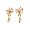 Rack Plating Brass Micro Pave Cubic Zirconia Pendants, Cadmium Free & Lead Free, Long-Lasting Plated, Bowknot, Real 18K Gold Plated, 19x11x4mm, Hole: 3mm