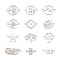 24Pcs 12 Style Stainless Steel Links Connectors, Laser Cut, Leaf & Tree & Ring & Flat Round & Flower, Stainless Steel Color, 14~26x8.5~20x1~1.5mm, hole: 1~1.5mm, 2pcs/style