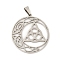 Non-Tarnish 201 Stainless Steel Pendants, Hollow, Flat Round with Trinity Knot, Stainless Steel Color, 32.5x30x1mm, Hole: 5x2mm