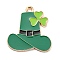 Saint Patrick's Day Alloy Enamel Pendants, Light Gold, Hat Charm, Green Yellow, 24.5x23x1.5mm, Hole: 2mm