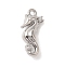 Marine Animal Theme Platinum  Brass Micro Pave Clear Cubic Zirconia Pendants, Sea Horse, 15x7x4.5mm, Hole: 1.4mm