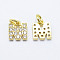 Brass Micro Pave Grade AAA Cubic Zirconia Charms, Letter M, Cadmium Free & Nickel Free & Lead Free, Real 18K Gold Plated, 8x7x1.5mm, Hole: 2mm
