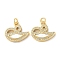 Brass Micro Pave Clear Cubic Zirconia Pendants, Cadmium Free & Lead Free, with Shell and Jump Ring, Real 18K Gold Plated, Swan, 15x17.5x3mm, Hole: 3mm