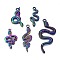 Rainbow Color Alloy Pendants, Cadmium Free & Nickel Free & Lead Free, Snake, 31x16x2.5mm, Hole: 2mm, 5pcs/set