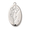 Brass Micro Pave Cubic Zirconia Pendants, Cadmium Free & Nickel Free & Lead Free, Birthday Flower Charms, March Cherry Blossom, 26x14x1mm, Hole: 1.2mm