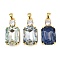 Brass Micro Pave Cubic Zirconia Pendants, with Glass, Rectangle Charms, Rack Plating, Cadmium Free & Lead Free, Long-Lasting Plated, Real 18K Gold Plated, Mixed Color, 28.5x14x8.5mm, Hole: 4.5x3.5mm