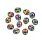 Ion Plating(IP) 304 Stainless Steel Links Connectors, Coffee Bean, Oval, Rainbow Color, 9x7x2mm, Hole: 2mm