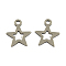 Tarnish Resistant Stainless Steel Star Charms, Stainless Steel Color, 10x9x1mm, Hole: 1mm