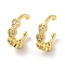 Brass Micro Pave Clear Cubic Zirconia Cuff Earrings for Women, Heart, Real 18K Gold Plated, 11.5x3.5mm