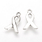 Tibetan Style Alloy Charms, Cadmium Free & Lead Free, Awareness Ribbon, Antique Silver, 14x9x1~1.5mm, Hole: 1.5mm