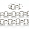 Iron Rolo Chains, Unwelded, with Spool, Textured, Platinum, Link: 8x1.5mm, about 39.37 Feet(12m)/roll