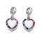 Rack Plating Alloy Enamel European Dangle Charms, with Rhinestone, Large Hole Pendants, Cadmium Free & Nickel Free & Lead Free, Platinum, Heart, Creamy White, 26mm, Hole: 5mm, Heart: 16x13x2.5mm