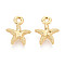 Brass Charms, Long-Lasting Plated, Nickel Free, Real 18K Gold Plated, Starfish, 12x9.5x2.5mm, Hole: 1.4~1.5mm