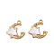 304 Stainless Steel Resin Charms, Moon with Star Charms, with Rhinestone, Ion Plating(IP), Real 18K Gold Plated, WhiteSmoke, 13.5x13x4mm, Hole: 1.4mm
