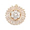 Brass Micro Pave Cubic Zirconia with Glass Pendants, Cadmium Free & Nickel Free & Lead Free, Round with Flower Charms, Real 18K Gold Plated, 24x22.5x8.5mm, Hole: 1.6mm