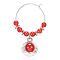 Natural Carnelian Wine Glass Charms, with Alloy Lotus Pendants and Brass Hoops, 46x27mm