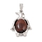 Dyed & Heated Natural Red Tiger Eye Pendants, with Alloy and Iron Findings, Penguin, Platinum, 34x23.5x7mm, Hole: 8x4mm