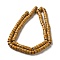 Handmade Nepalese Lampwork Beads, Column with Stripe, Gold, 7x4mm, Hole: 2mm, about 103~134pcs/strand, 25.59~26.38''(65~67cm)