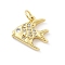 Brass Micro Pave Cubic Zirconia Pendants, Fish Charms, with Jump Ring, Cadmium Free & Lead Free, Rack Plating, Long-Lasting Plated, Real 18K Gold Plated, 14.5x15x3.5mm, Hole: 3.5mm