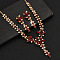 Flower Brass Rhinestone Pendant Necklaces & Stud Dangle Earrings, Golden, Siam, 420mm