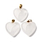 Natural Quartz Crystal Pendants, Rock Crystal Heart Charms with 201 Stainless Steel Snap on Bails, Golden, Ion Plating(IP), 28.5~29.5x25~25.5x8~8.5mm, Hole: 5.5x3.5mm