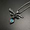 Deer Head Stainless Steel Pave Synthetic Turquoise Pendant Necklaces for Street Fashion, Stainless Steel Color