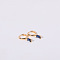 Brass Micro Pave Cubic Zirconia Hoop Earrings, Golden, Medium Blue, 20x10mm