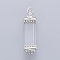Organic Glass Pendants, with Openable Brass Screw Caps, Cuboid Lantern, Platinum, Clear, 46x12.5x12.5mm, Hole: 3x4mm
