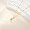 925 Sterling Silver Pave Synthetic Turquoise Moon Pendant Cable Chain Necklaces, Golden, Moon, 15.75 inch(40cm)