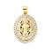 Brass Micro Pave Cubic Zirconia Pendants, Cadmium Free & Lead Free, Real 16K Gold Plated, Religion, Saint Jude, 24.5x17.5x3.5mm, Hole: 3.5x4.5mm