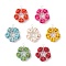 7Pcs 7 Colors Halloween Dyed Synthetic Turquoise Skull Beaded Pendants, Silver Color Plated Copper Wire Wrapped Pentagram Charms, Mixed Color, 30.5x25x10mm, Hole: 3mm, 1pc/color