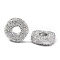Brass Beads, Cadmium Free & Nickel Free & Lead Free, Textured, Flat Round, Platinum, 6x2mm, Hole: 2mm
