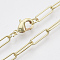 Brass Round Oval Paperclip Chain Necklace Making, with Lobster Claw Clasps, Light Gold, 24.4 inch(62cm), Link: 12x3.5x0.8mm