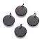304 Stainless Steel Charms, with Jump Rings, Blank Stamping Tag, Flat Round, Electrophoresis Black, 12x1mm, Hole: 3.5mm